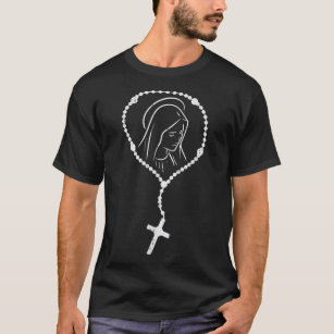 T-shirt Rosaire Vierge Marie Dieu Jésus Foi Religieux Cath