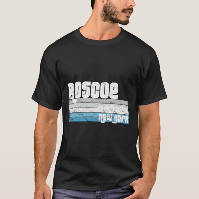 T-shirt Roscoe New York Ny Retro Vacation Skiing Hiking Sn (Devant)
