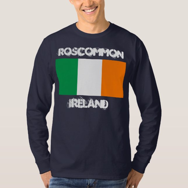 T-shirt Roscommon, Irlande avec drapeau irlandais (Devant)