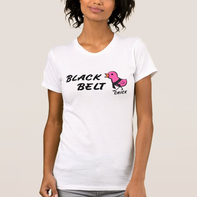 T-shirt ROSE 2,1 de poussin de ceinture noire (Devant)