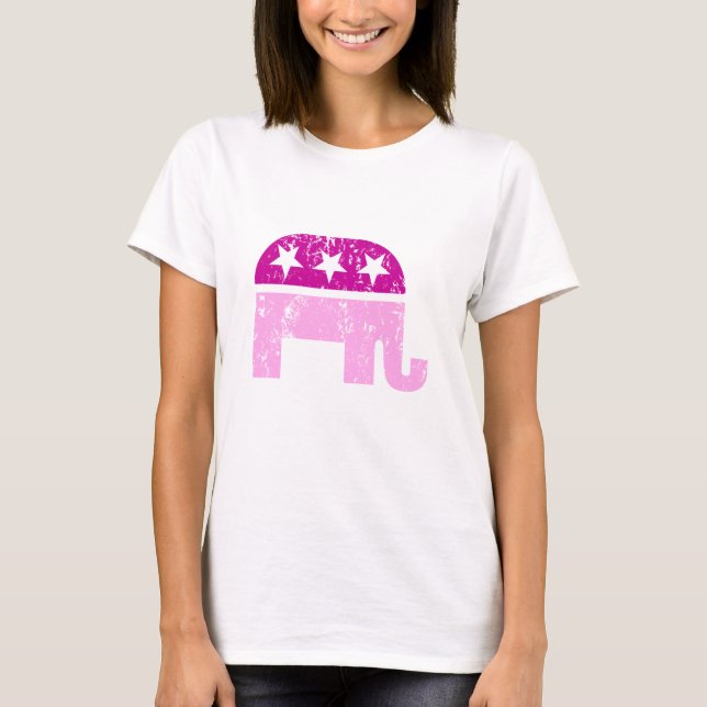 T-shirt Rose affligé par éléphant original républicain (Devant)
