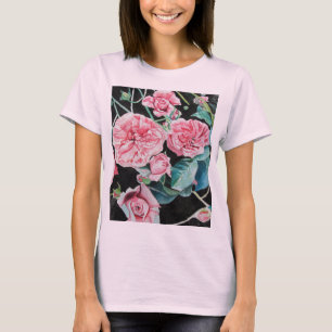 T-shirt Rose Aquarelle Chou Roses victoriens