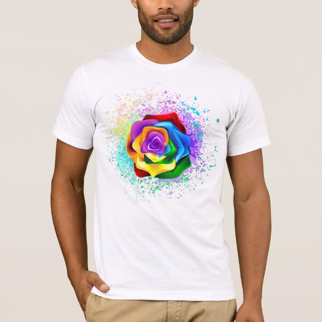 T-shirt Rose arc-en-ciel coloré (Devant)
