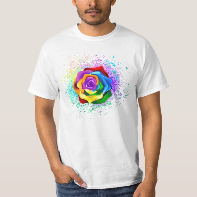 T-shirt Rose arc-en-ciel coloré (Devant)