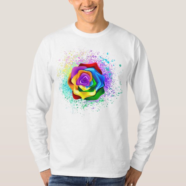 T-shirt Rose arc-en-ciel coloré (Devant)