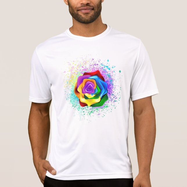 T-shirt Rose arc-en-ciel colorée (Devant)