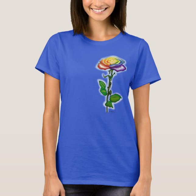 T-shirt Rose arc-en-ciel unique (Devant)