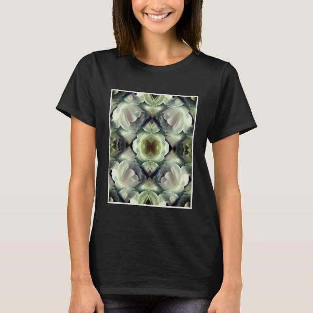 T-shirt Rose blanche Art Abstrait floral (Devant)