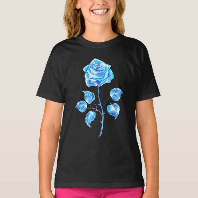 T-shirt Rose bleu brûlant (Devant)