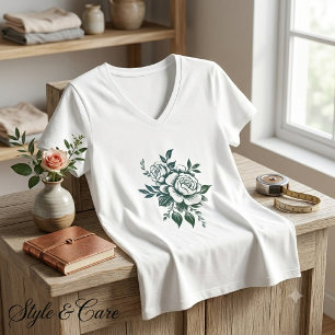 T-shirt Rose Bloom encolure en V inspiré de la nature pour