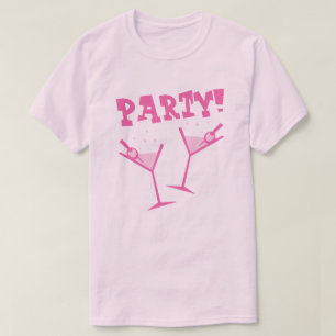 T-Shirt Rose Boissons de Fête Rétro