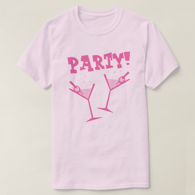 T-Shirt Rose Boissons de Fête Rétro (Design devant)