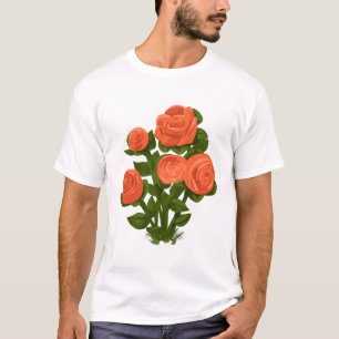 T-shirt Rose Bush Rose Orange Fleurs Rose Jardin Floral.