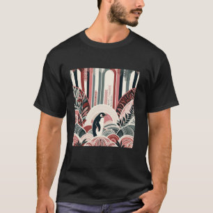 T-shirt Rose Corail Crème Art Déco Fleur Nature Avec Manch