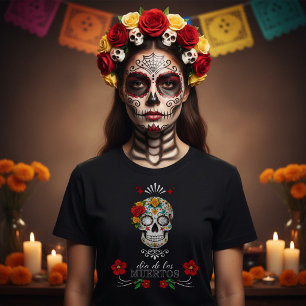 T-shirt Rose Crâne Dia de los Muertos