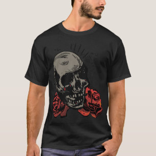 T-shirt rose crane tete de mort halloween tattoo 25