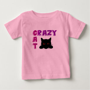 T-shirt rose "Crazy Cat" pour enfants.