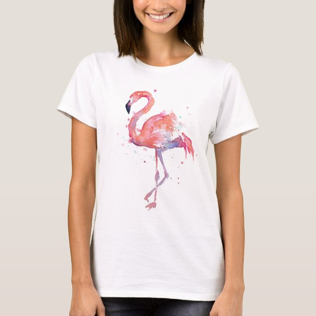 T-shirt rose d'aquarelle de la Floride de flamant (Devant)