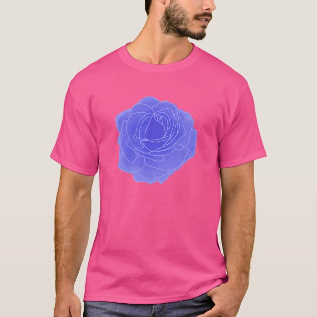 T-shirt Rose d'art pop bleu (Devant)