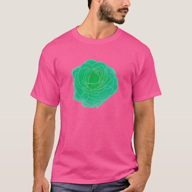T-shirt Rose d'art pop vert (Devant)