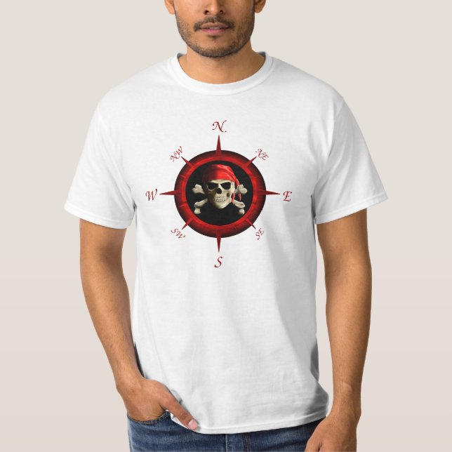 T-shirt Rose de boussole de pirate (Devant)