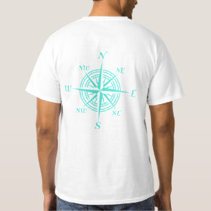 T-shirt Rose de boussole marine turquoise