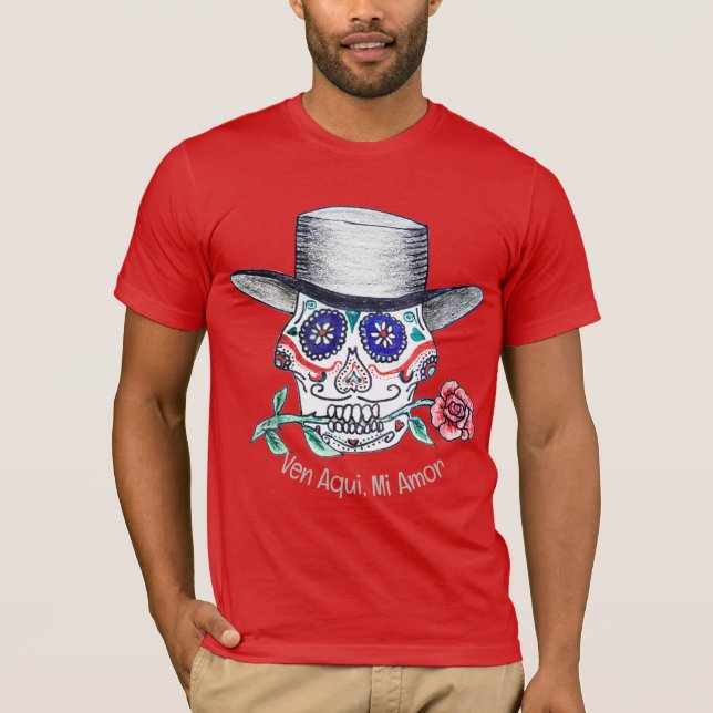 T-shirt Rose de Calavera Halloween (Devant)
