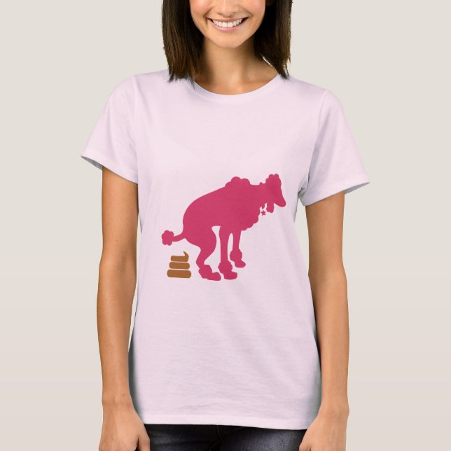 T-shirt rose de caniche de Poopin (Devant)
