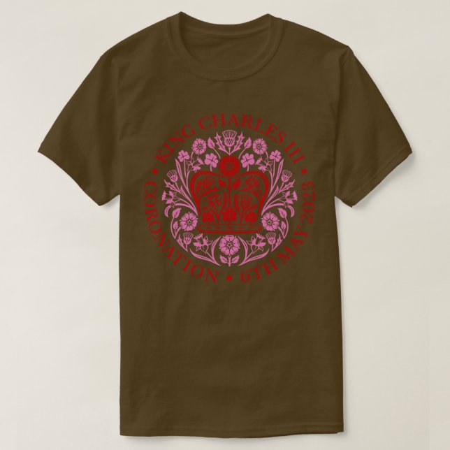 T-SHIRT ROSE DE CORONATION KING CHARLES III (Design devant)