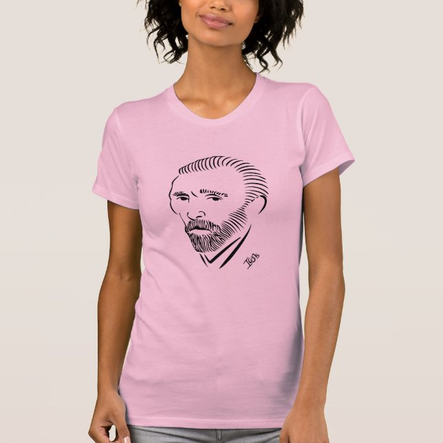 T-shirt rose de dames de Van Gogh (Devant)