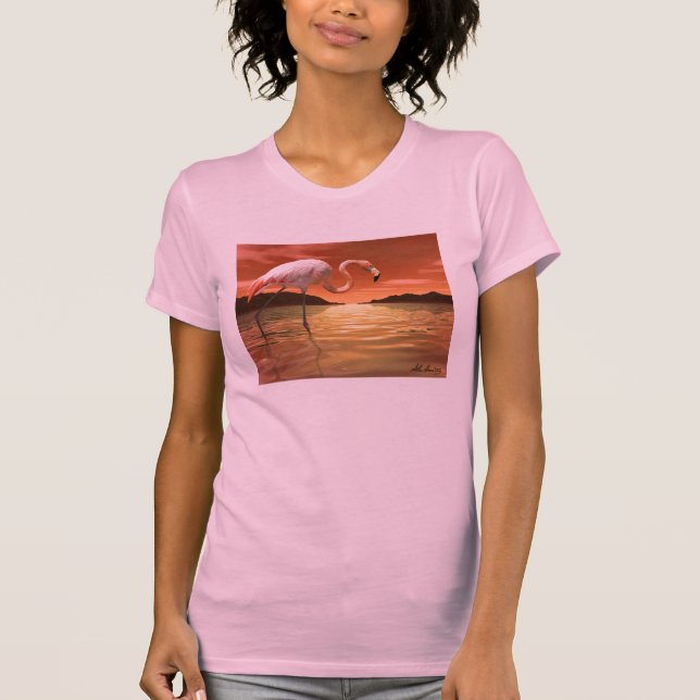 T-shirt rose de Flamant rose de la Floride (Devant)