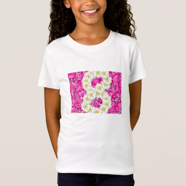 T-shirt rose de fleurs de 8ème anniversaire de (Devant)
