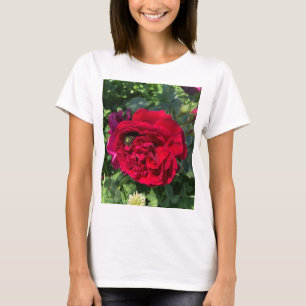 T-shirt Rose de jardin rouge et insecte