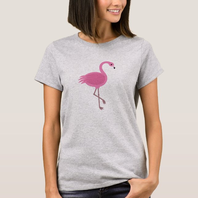 T-shirt rose de la pièce en t | de Flamant rose (Devant)