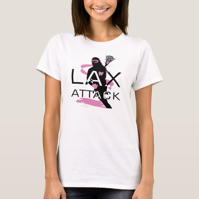 T-shirt rose de LAX Attack2 de filles de lacrosse (Devant)