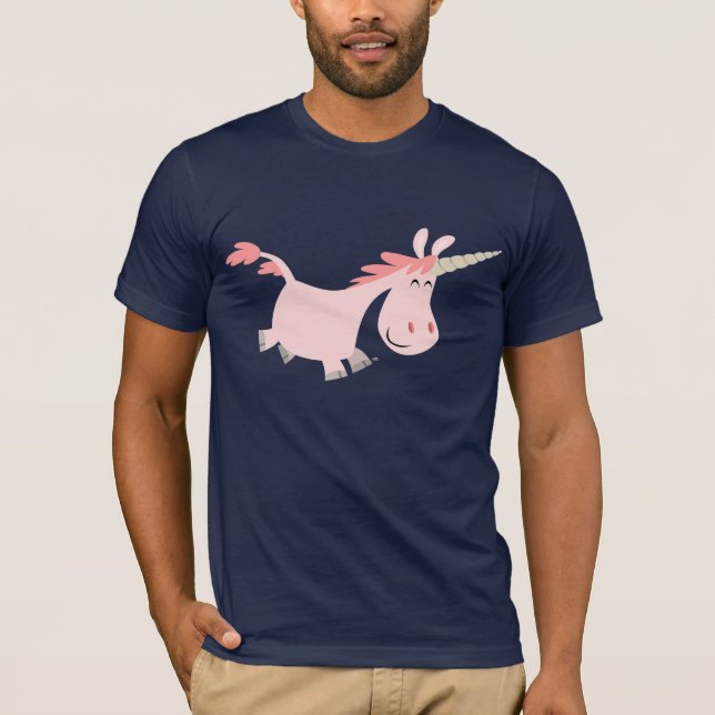 T-shirt rose de licorne de bande dessinée (Devant)