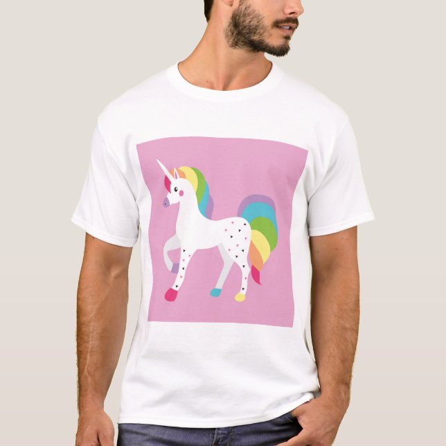 T-shirt rose de licornes impressionnant (Devant)