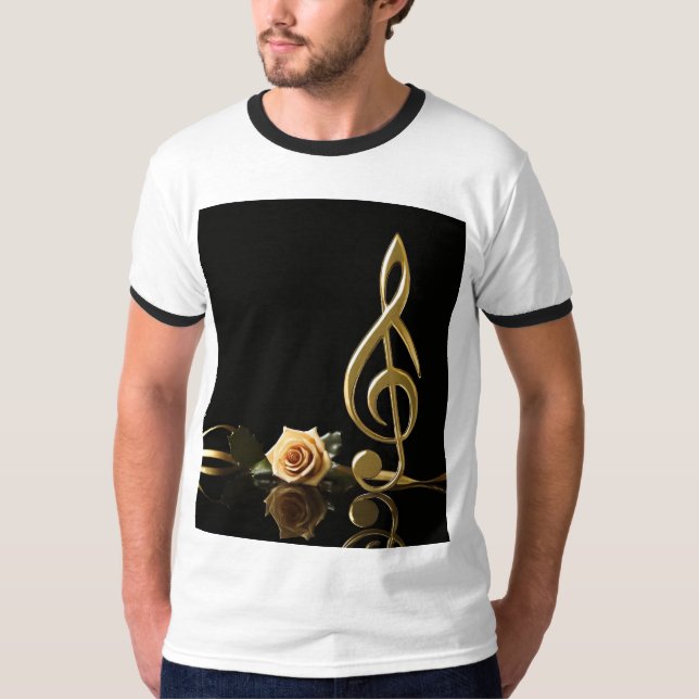 T-shirt Rose de notes musicales (Devant)