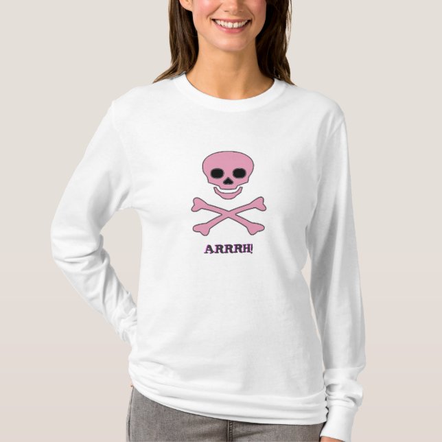 T-shirt rose de pirate de jolly roger (Devant)