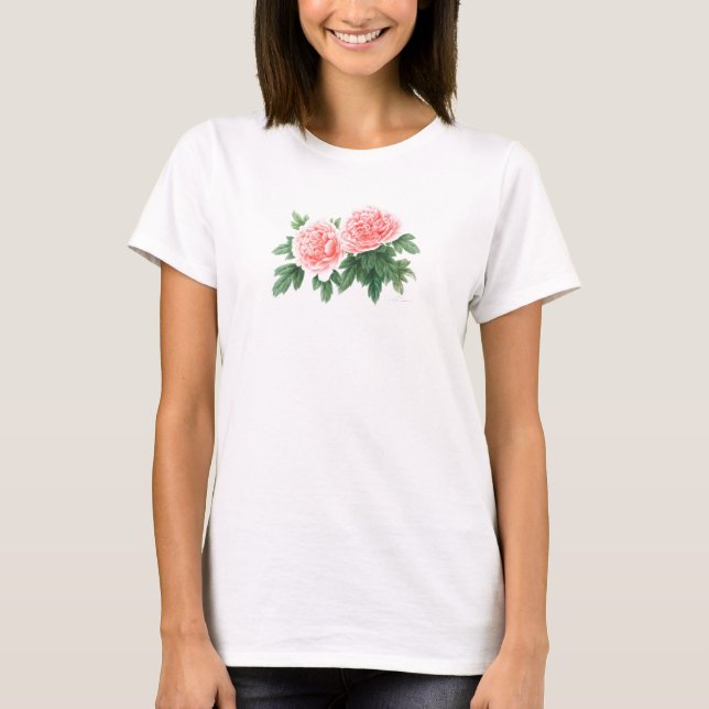 T-shirt rose de pivoines (Devant)