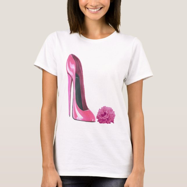 T-shirt Rose de rose et chaussure stylet rose (Devant)