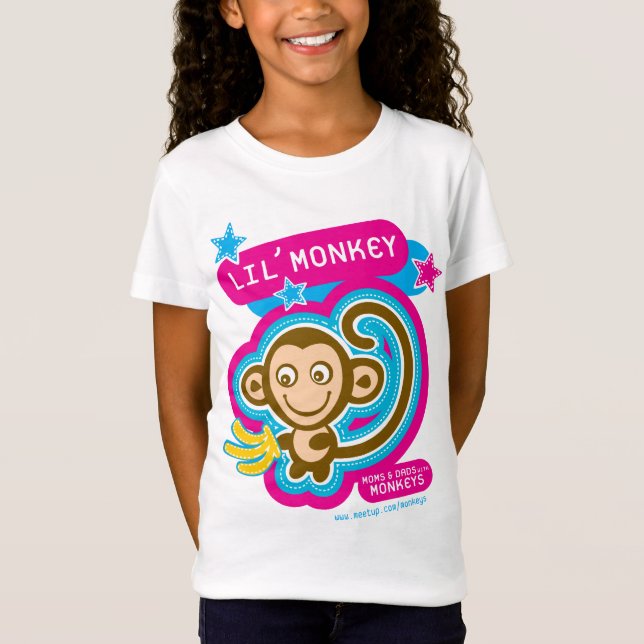 T-Shirt Rose de singe-enfants de Lil (Devant)