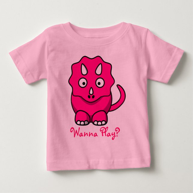 T-shirt rose de Triceratops de bébé (Devant)