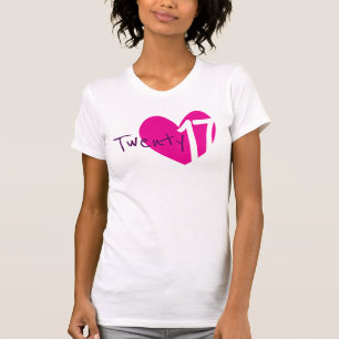 T-shirt rose de vingt 17 d'amour dames du coeur