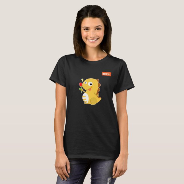 T-shirt rose de VIPKID Dino (Devant entier)