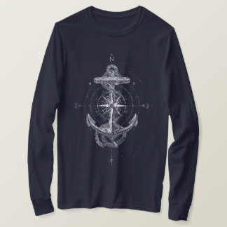 T-shirt Rose des vents d'ancre nautique vintage marine
