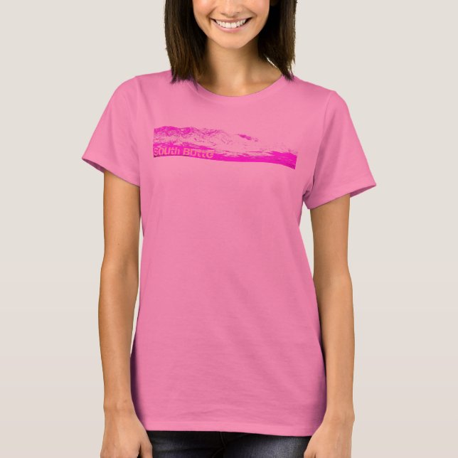T-shirt Rose du sud de butte sur la longue douille rose (Devant)