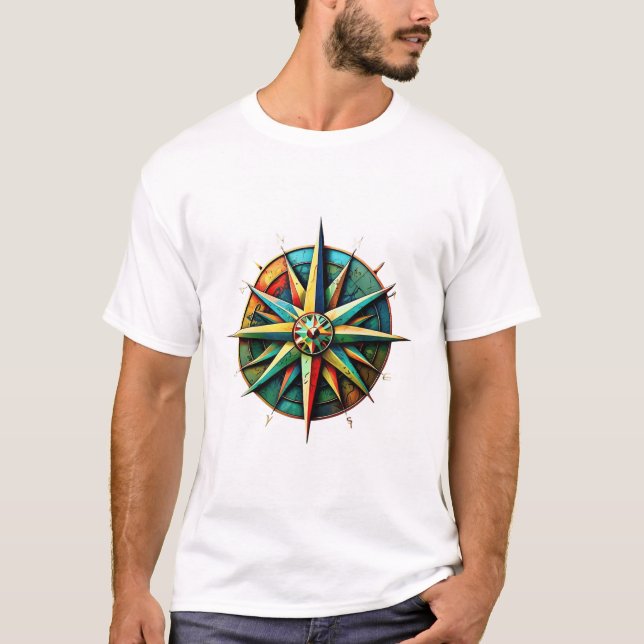 T-shirt Rose dynamique de boussole nautique (Devant)