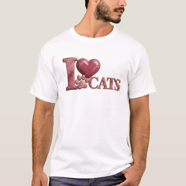 T-shirt Rose Éblouissant J'ADORE LES CHATS Création Graphi (Devant)