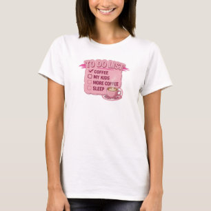 T-shirt Rose Élégant CAFE D'ABORD PUIS LES ENFANTS